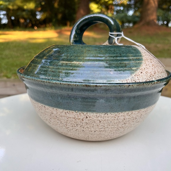 Farmhouse Pottery Steamer 2qt. Green and Blue glazed stoneware - Picture 5 of 6
